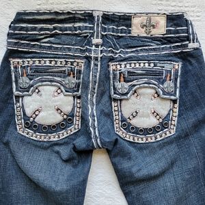 Laguna Beach Embellished Low Rise Straight Skinny Jewel Studded  Jeans